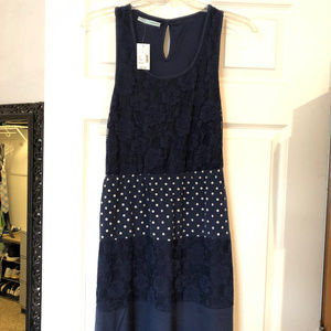 Multi-Texture/Pattern Navy Dress